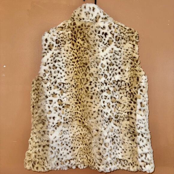 Coldwater Creek Faux Fur Tan Animal Print Vest Full Zip Women's - Size Large - Picture 3 of 8